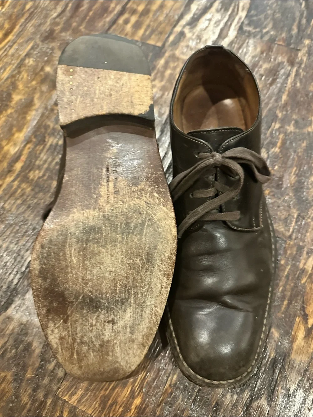 John Varvatos Brown Leather Derby Shoes made in Italy